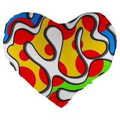 Colorful Graffiti Large 19  Premium Heart Shape Cushions by Valentinaart