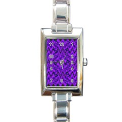 Purple Wavey Squiggles Rectangle Italian Charm Watch by BrightVibesDesign