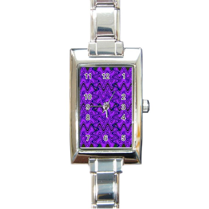 Purple Wavey Squiggles Rectangle Italian Charm Watch