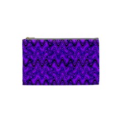 Purple Wavey Squiggles Cosmetic Bag (small)  by BrightVibesDesign