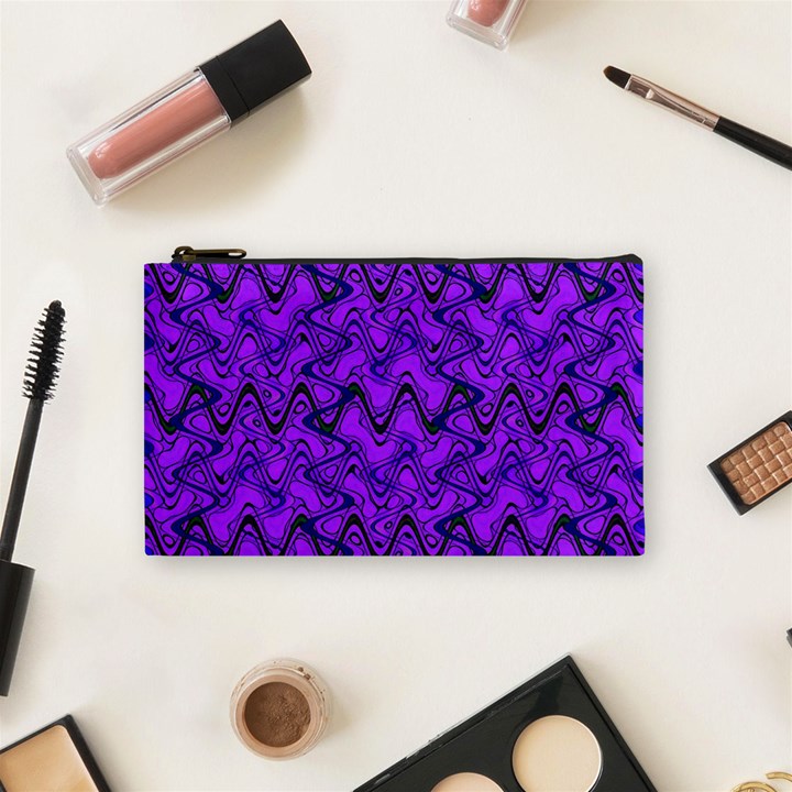 Purple Wavey Squiggles Cosmetic Bag (Small) 