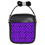 Purple Wavey Squiggles Girls Sling Bags Front