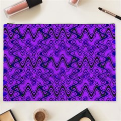 Purple Wavey Squiggles Cosmetic Bag (xxl)  by BrightVibesDesign