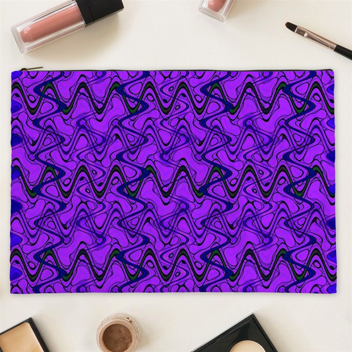 Purple Wavey Squiggles Cosmetic Bag (XXL) 