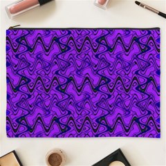 Purple Wavey Squiggles Cosmetic Bag (xxxl)  by BrightVibesDesign