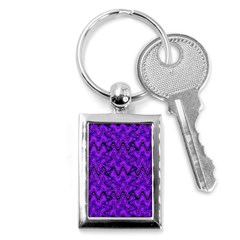 Purple Wavey Squiggles Key Chains (rectangle)  by BrightVibesDesign