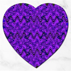 Purple Wavey Squiggles Jigsaw Puzzle (heart) by BrightVibesDesign