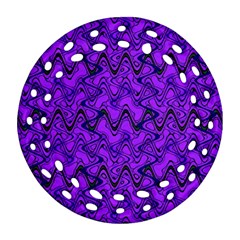 Purple Wavey Squiggles Round Filigree Ornament (2side) by BrightVibesDesign