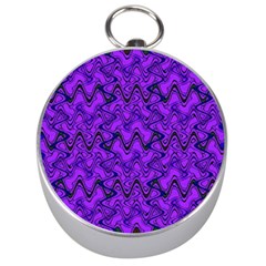 Purple Wavey Squiggles Silver Compasses by BrightVibesDesign