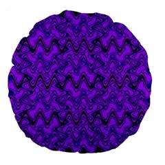 Purple Wavey Squiggles Large 18  Premium Flano Round Cushions by BrightVibesDesign