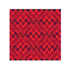 Red Wavey Squiggles Small Satin Scarf (square) by BrightVibesDesign