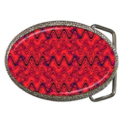 Red Wavey Squiggles Belt Buckles by BrightVibesDesign