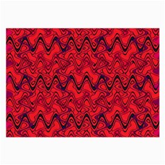 Red Wavey Squiggles Large Glasses Cloth (2-side) by BrightVibesDesign