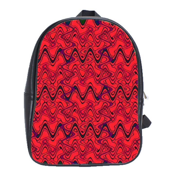 Red Wavey Squiggles School Bags(Large) 