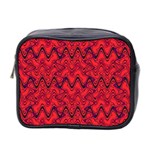 Red Wavey Squiggles Mini Toiletries Bag 2-Side Front