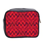 Red Wavey Squiggles Mini Toiletries Bag 2-Side Back