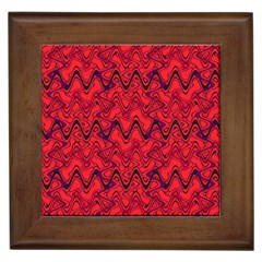 Red Wavey Squiggles Framed Tiles by BrightVibesDesign