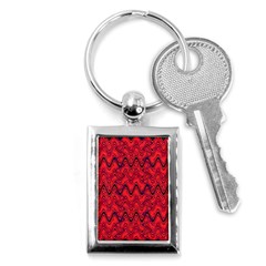 Red Wavey Squiggles Key Chains (rectangle)  by BrightVibesDesign