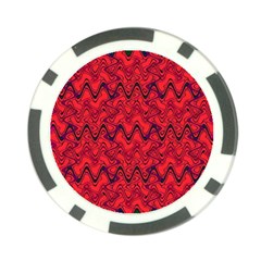 Red Wavey Squiggles Poker Chip Card Guards (10 Pack)  by BrightVibesDesign