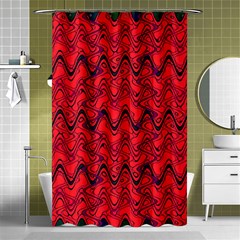 Red Wavey Squiggles Shower Curtain 48  X 72  (small) 