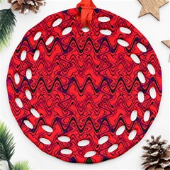 Red Wavey Squiggles Ornament (round Filigree) 