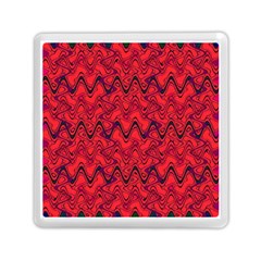 Red Wavey Squiggles Memory Card Reader (square) 