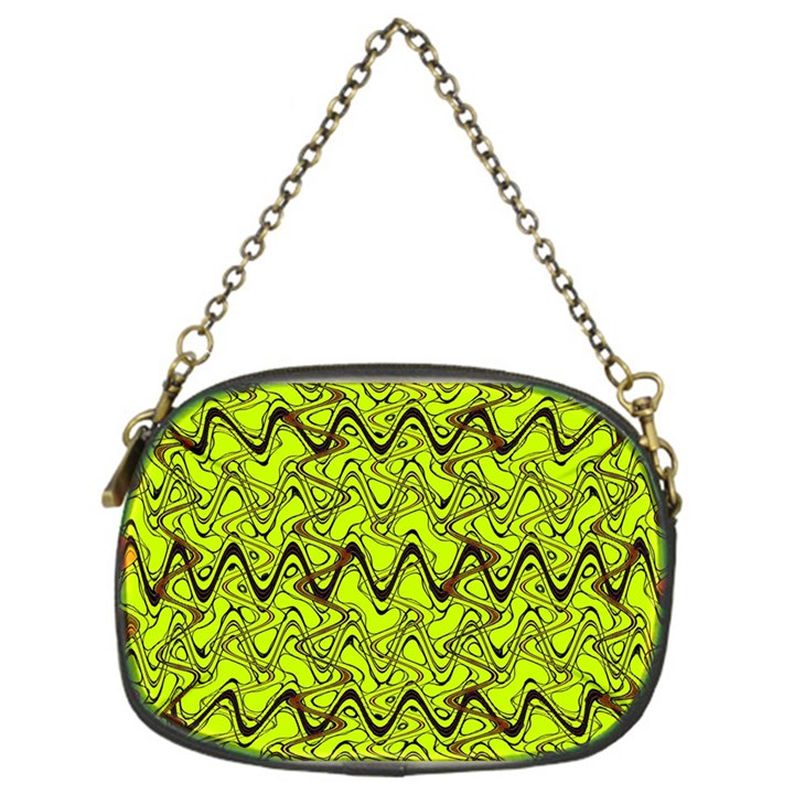 Yellow Wavey Squiggles Chain Purses (One Side) 