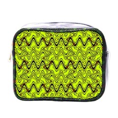 Yellow Wavey Squiggles Mini Toiletries Bags by BrightVibesDesign