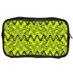 Yellow Wavey Squiggles Toiletries Bags by BrightVibesDesign