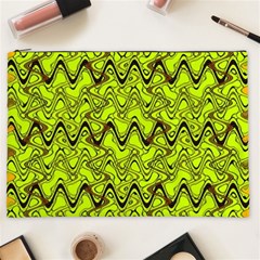 Yellow Wavey Squiggles Cosmetic Bag (xxl)  by BrightVibesDesign