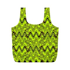 Yellow Wavey Squiggles Full Print Recycle Bags (m)  by BrightVibesDesign