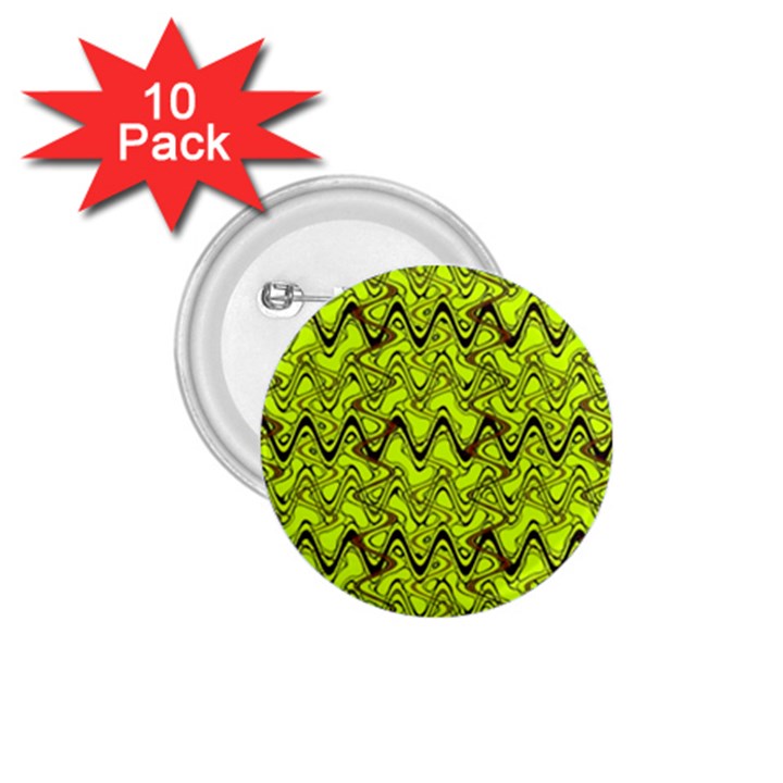 Yellow Wavey Squiggles 1.75  Buttons (10 pack)