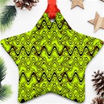 Yellow Wavey Squiggles Star Ornament (Two Sides)  Front