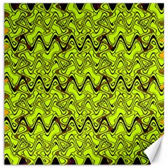 Yellow Wavey Squiggles Canvas 12  X 12   by BrightVibesDesign