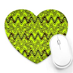 Yellow Wavey Squiggles Heart Mousepads by BrightVibesDesign