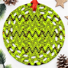 Yellow Wavey Squiggles Ornament (round Filigree) 