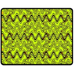 Yellow Wavey Squiggles Double Sided Fleece Blanket (medium)  by BrightVibesDesign