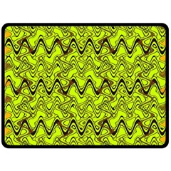 Yellow Wavey Squiggles Double Sided Fleece Blanket (large) 