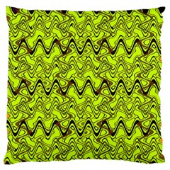 Yellow Wavey Squiggles Large Flano Cushion Case (two Sides) by BrightVibesDesign