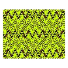 Yellow Wavey Squiggles Double Sided Flano Blanket (large)  by BrightVibesDesign