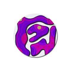 Purple Graffiti Rubber Coaster (round)  by Valentinaart