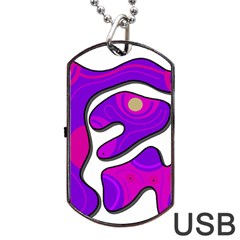 Purple Graffiti Dog Tag Usb Flash (two Sides)  by Valentinaart