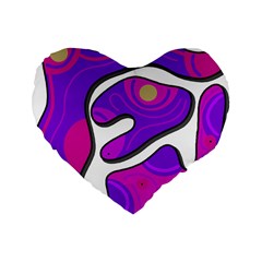 Purple Graffiti Standard 16  Premium Heart Shape Cushions by Valentinaart