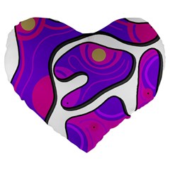 Purple Graffiti Large 19  Premium Heart Shape Cushions by Valentinaart