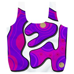 Purple Graffiti Full Print Recycle Bags (l)  by Valentinaart