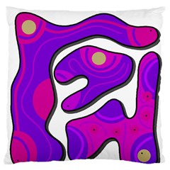 Purple Graffiti Large Flano Cushion Case (one Side)