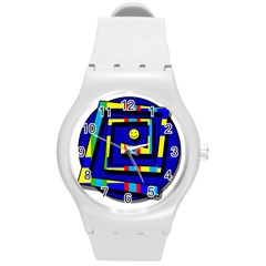 Maze Round Plastic Sport Watch (m) by Valentinaart