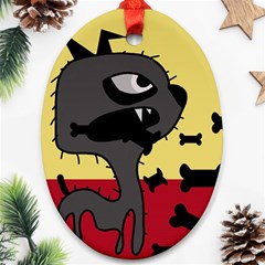 Angry Little Dog Ornament (oval)  by Valentinaart