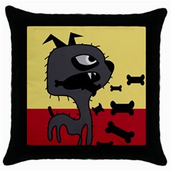 Angry Little Dog Throw Pillow Case (black) by Valentinaart