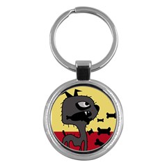 Angry Little Dog Key Chains (round)  by Valentinaart